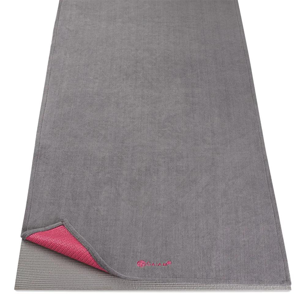Koop Yogahanddoek - Gaiam Grippy Mat Towel - Grijs/Roze - 018713619990
