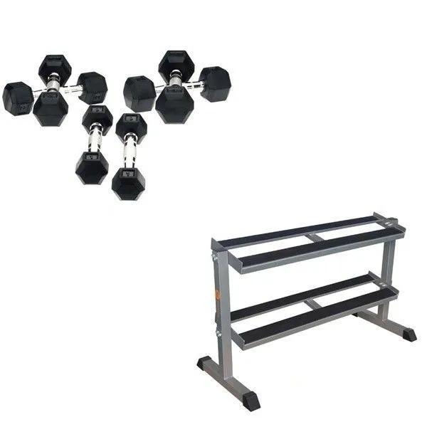 Koop Hexa Dumbbell Set - Focus Fitness - 110 kg + Rack - 8718627091173
