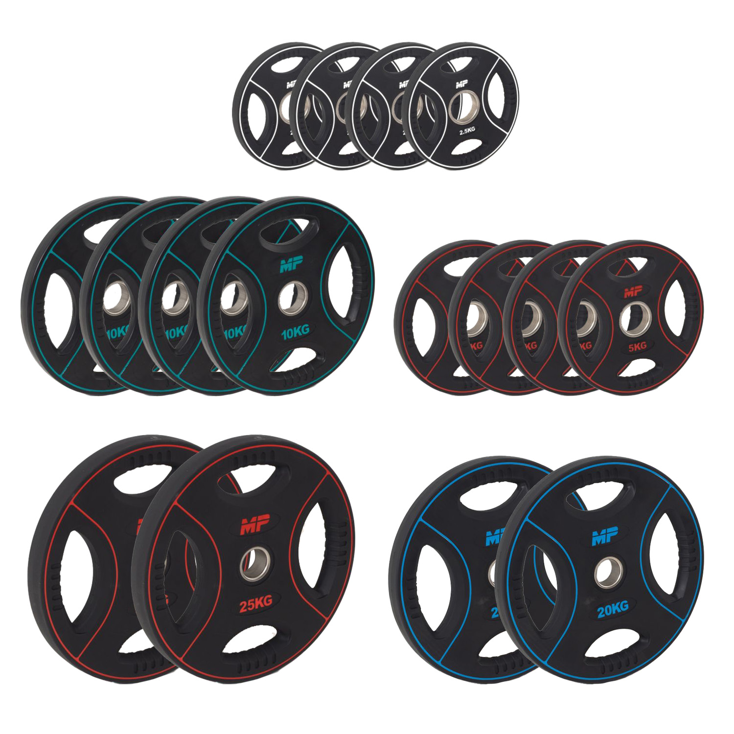 Aanbieding Muscle Power 50mm PU halterschijf set 160KG bij allesmetsport.nl