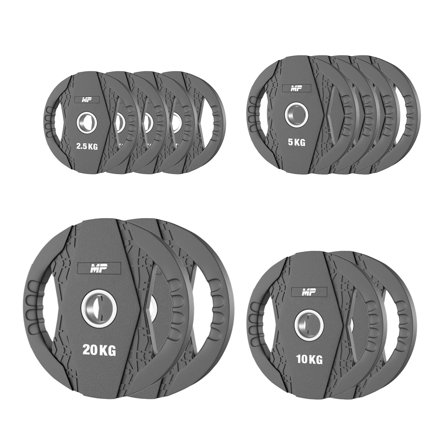 Aanbieding Muscle Power Olympische rubber halterschijf set 90KG bij allesmetsport.nl