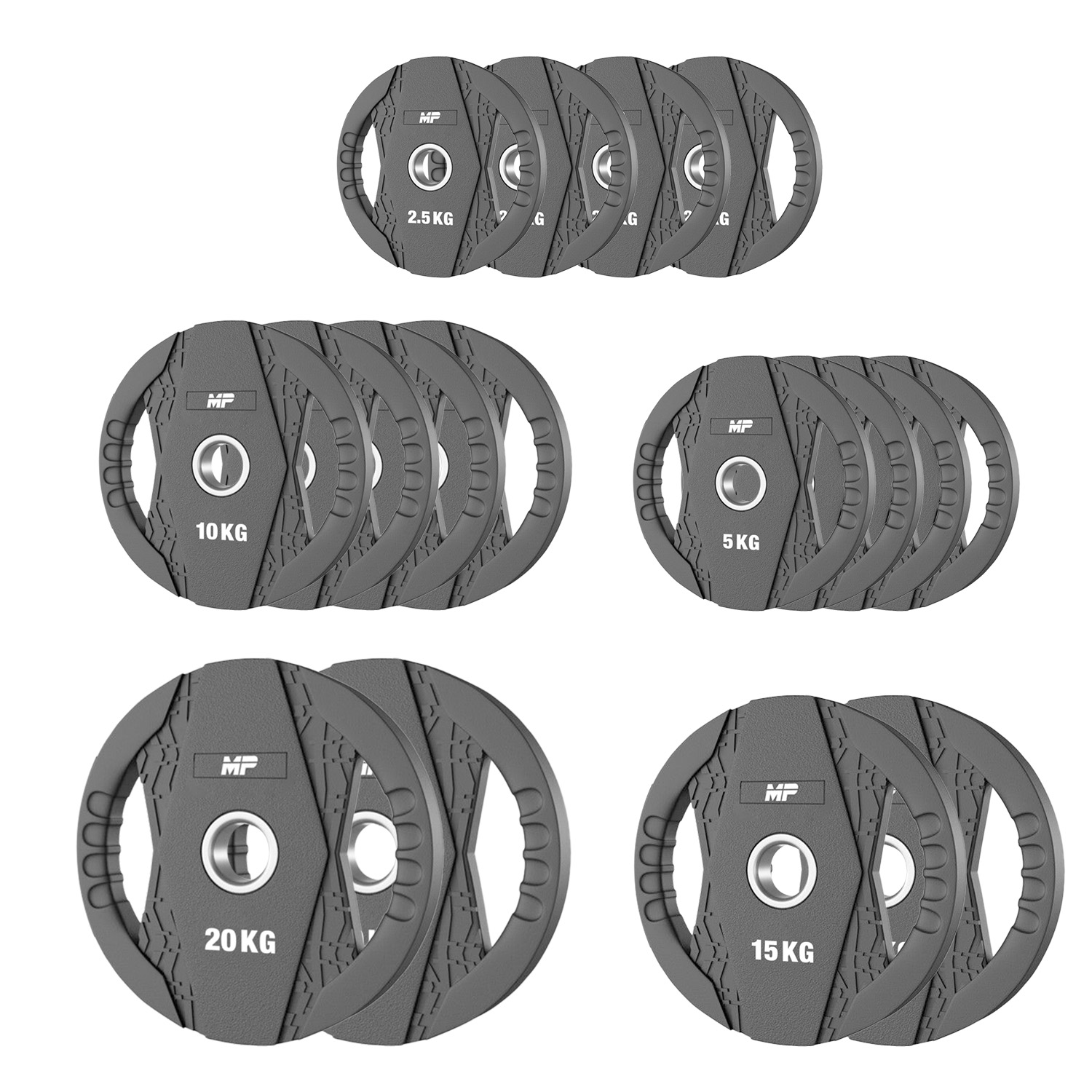 Aanbieding Muscle Power Olympische rubber halterschijf set 140KG bij allesmetsport.nl