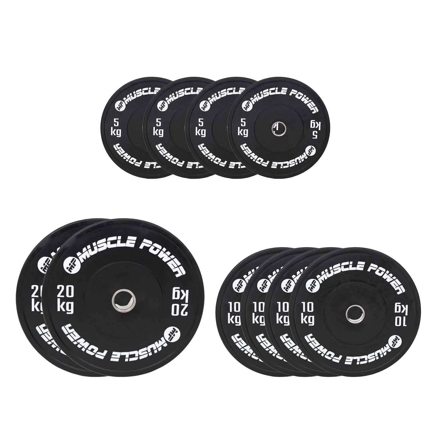 Aanbieding Muscle Power high black bumper halterschijf set 100KG bij allesmetsport.nl