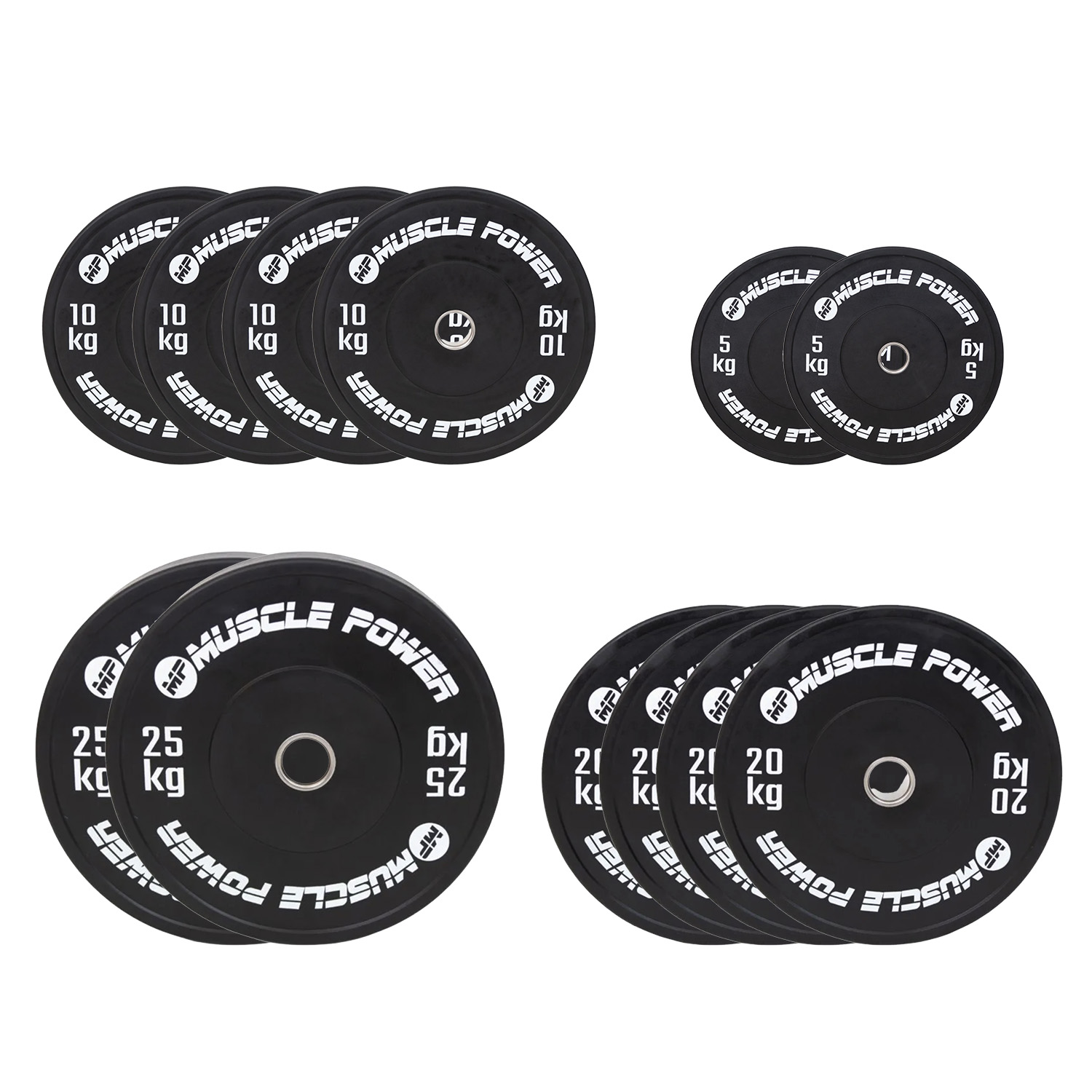 Aanbieding Muscle Power high black bumper halterschijf set 180KG bij allesmetsport.nl