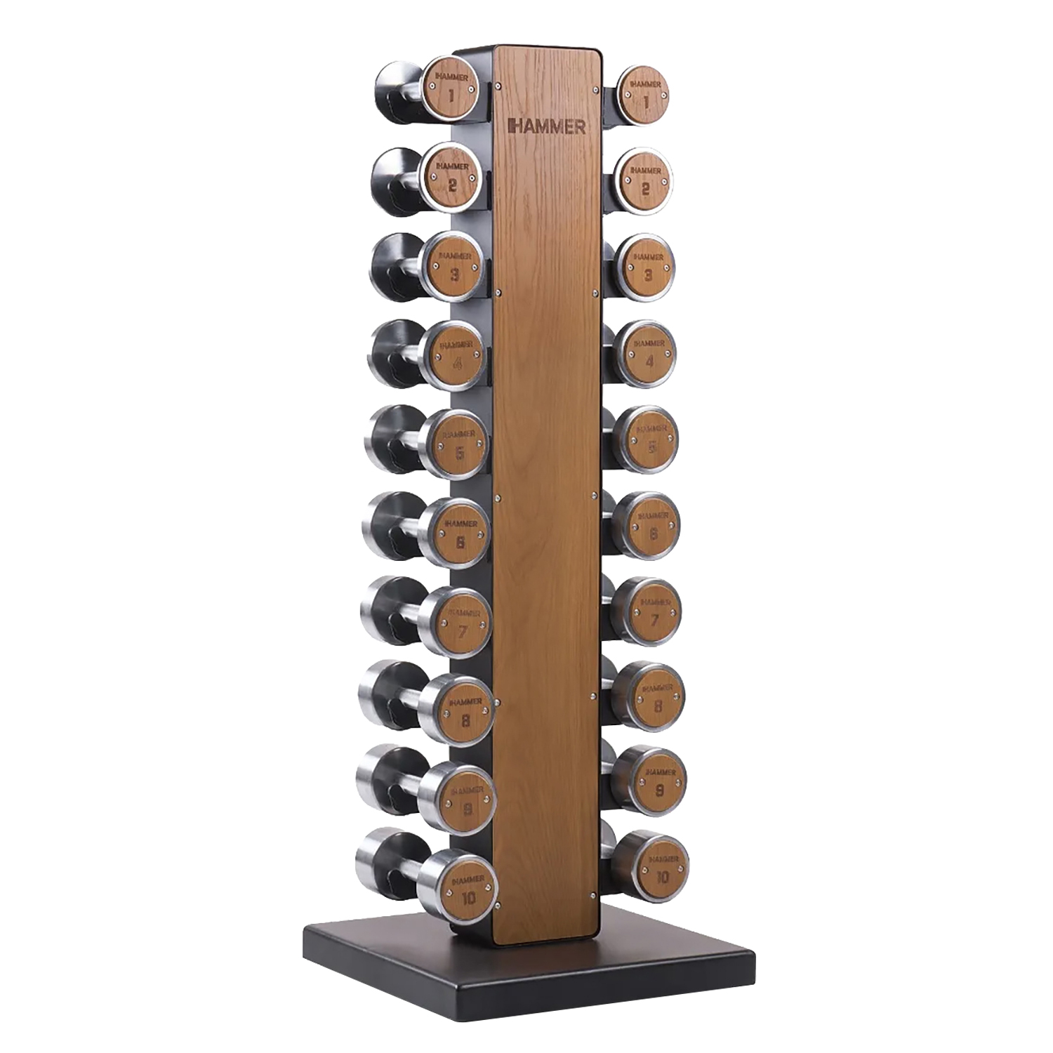 Aanbieding Hammer dumbbell toren 1-10 kg eikenhout bij allesmetsport.nl