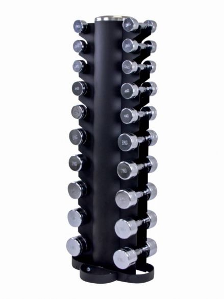 Aanbieding Lifemaxx Dumbbell Toren met Chromen Dumbbellset 2 x 1-10 kg (10 paar) bij allesmetsport.nl