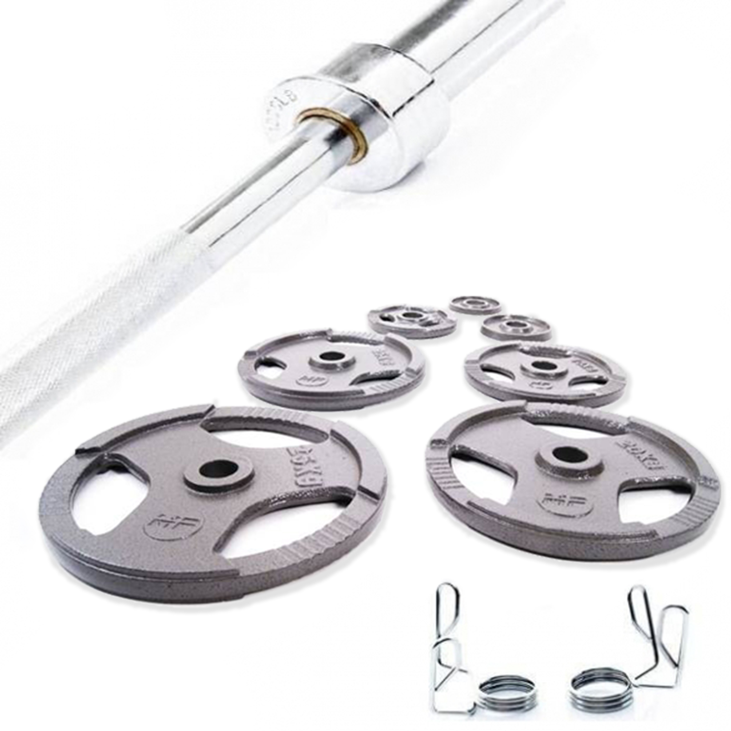 Aanbieding Muscle Power Complete Olympische gietijzeren Halterset 120 kg bij allesmetsport.nl